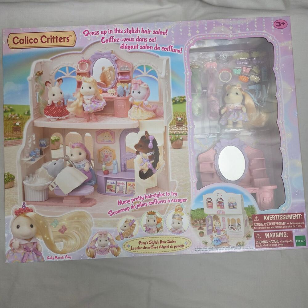 Calico Critters Ponys Stylish Hair Salon Sally Manely Figure Playset CC1971 NEW